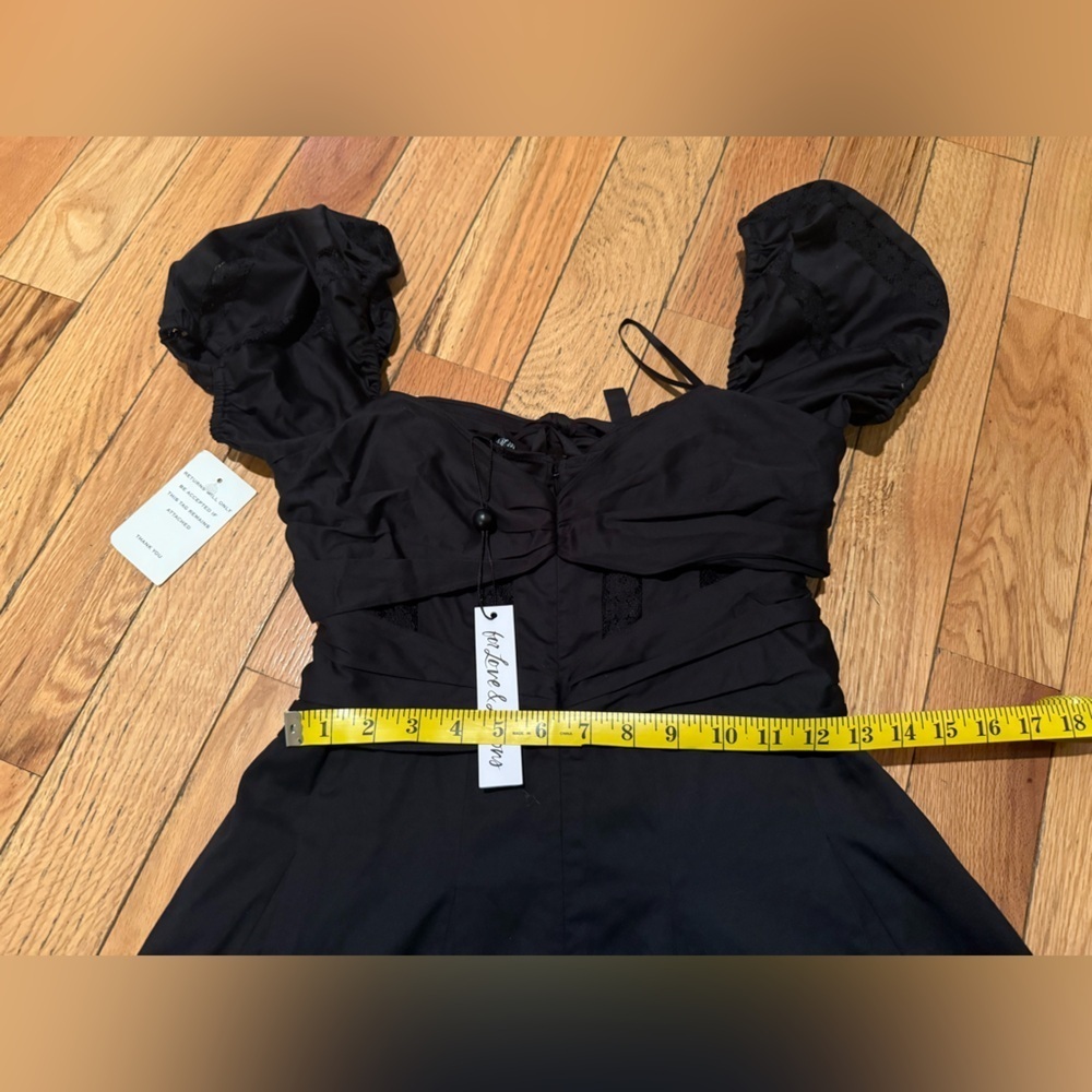 For Love & Lemons Short Sleeve Black Corset Mini Dress Women’s Size L Black NWT - Picture 16 of 16